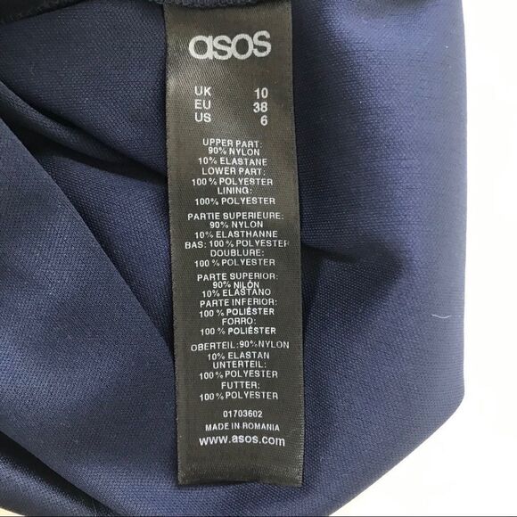 ASOS Navy/cream bow Lace A-Line sleeveless Dress-6 - Picture 8 of 8